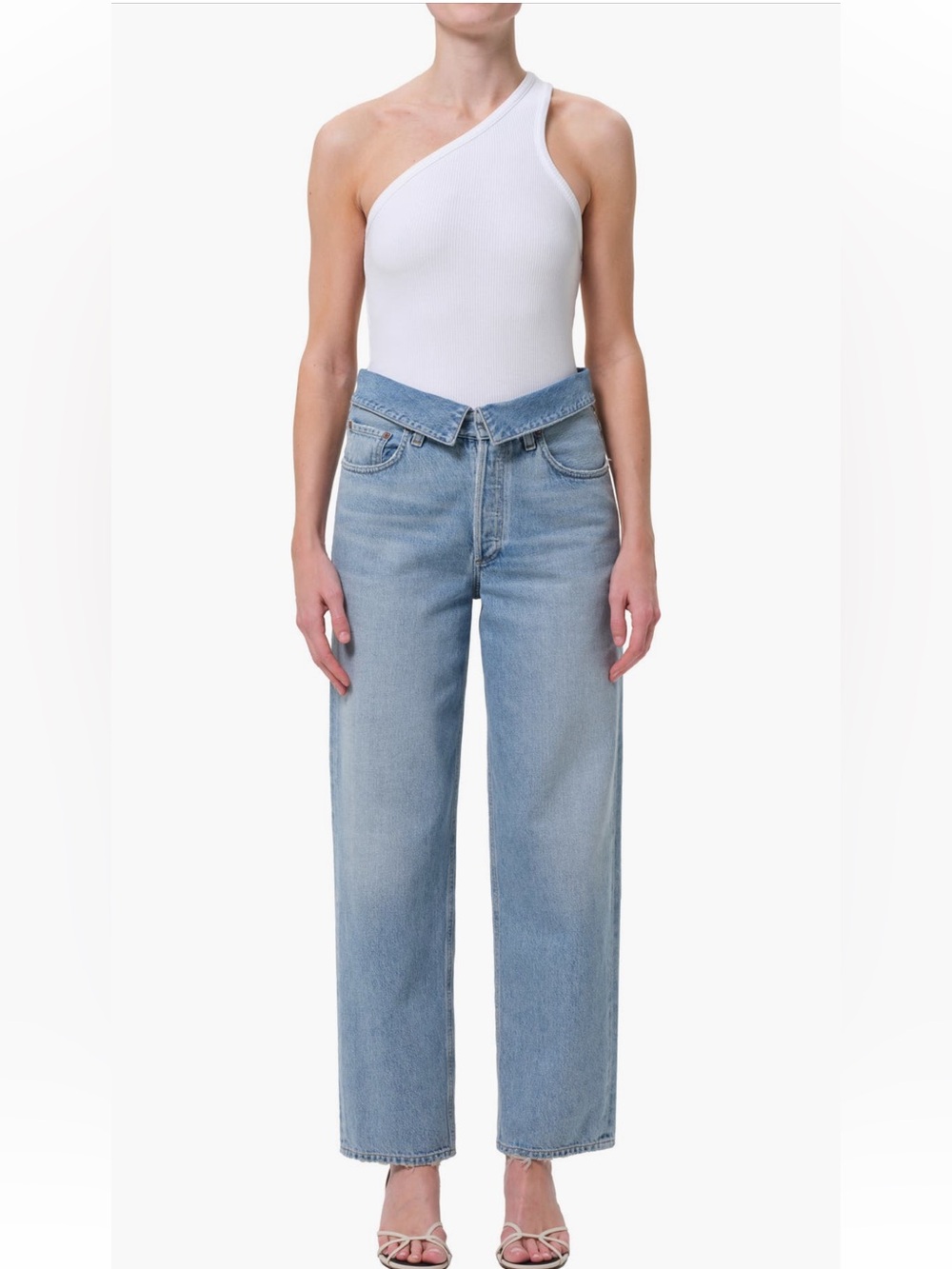 AGOLDE
Echo Foldover Waist Tapered Straight Leg Jeans